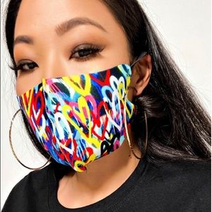 Graffiti Love Heart Face Mask